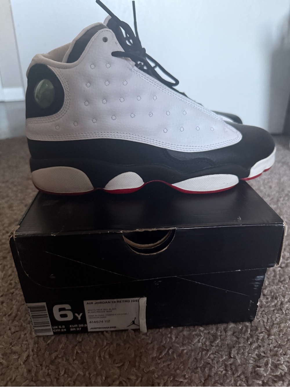 Jordan Kids White Black Red Retro Basketball Shoes
